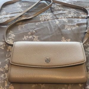 Tory Burch gray brand new cross body Clutch